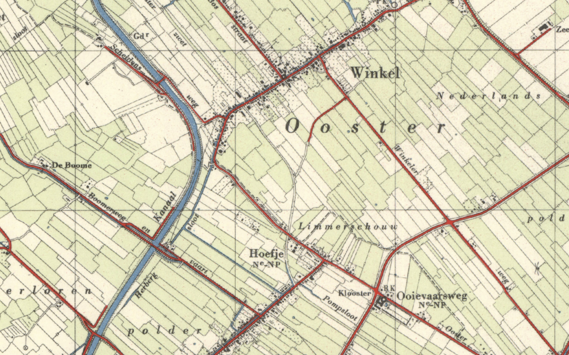 Park de Meet, Geschiedenis - Kaart - Topografie van 1950 - Stchting Vrienden Park de Meet - Nieuwe Niedorp en Winkel