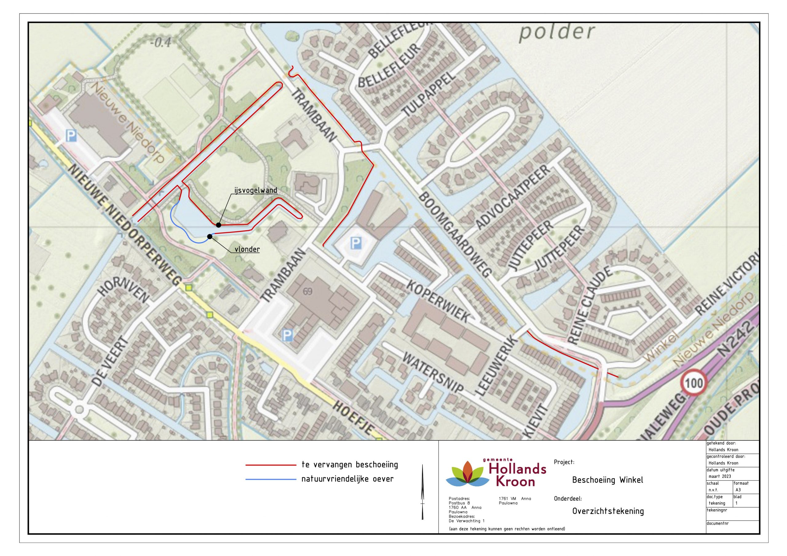 Vrienden Park de Meet Vervangen Oude Beschoeiingen Plattegrond